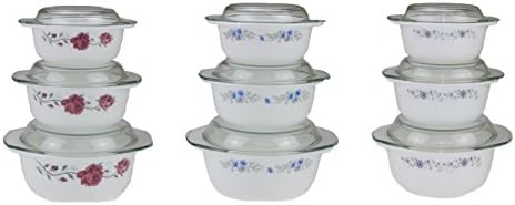 Occasions - 3pc Glass Casserole Dish with Lids - 1L, 1.5L & 2.5L - 3 Designs (Pink)