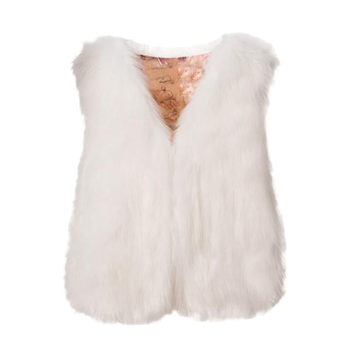 Pelzweste Damen UFODB Elegant Frauen Weste Jacke Fellweste Ärmellos Loose Winterjacke Faux Pelz Felljacke Winter Mantel Coat 