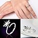 Chic 925 Sterling Silver Lady Dragonfly Opening Adjustable Ring