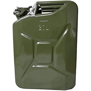 Hossi’s Wholesale Jerrycan 20 l, brandstofjerrycan van plaatstaal, reservetank olijfgroen, benzinetank 467x166x346 mm