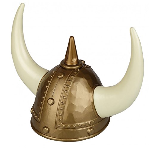 Adult Plastic GOLD Viking Helmet With Horns