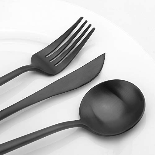 Vanys Silverware Set, Matte Black Flatware Cutlery Set Service for 4, Satin Finish 20 Piece