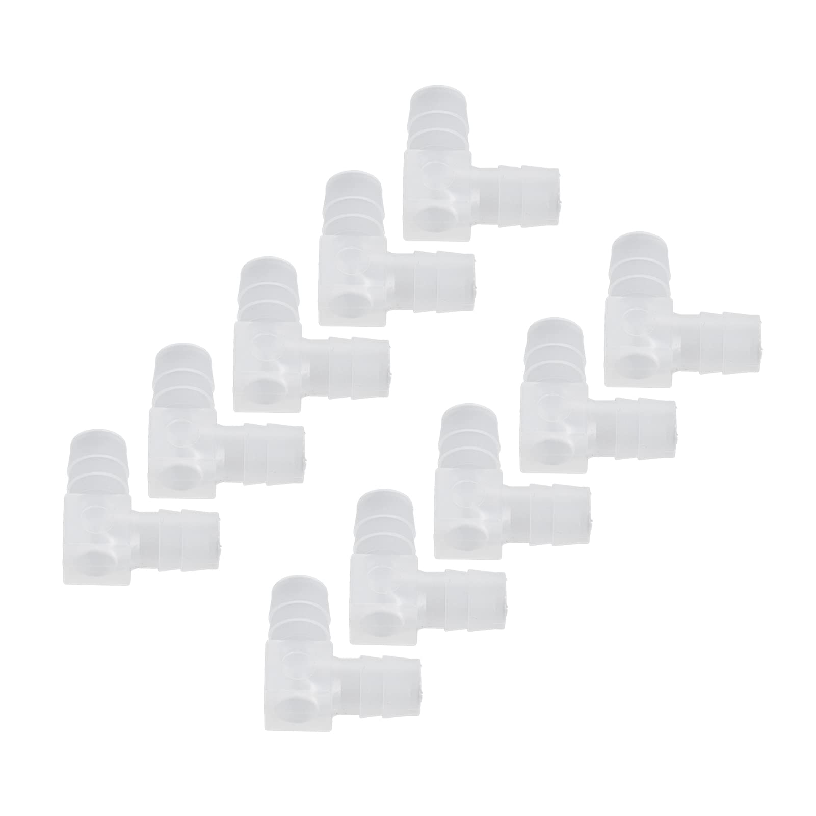 KUIDAMOS 90 Degree Elbow L Fitting, 10Pcs Garden Barbed Connector, Plastic Equal Barbed Elbow Pipe Connector, Air Pump Accessories for Aquarium Water Pipe (10mm)