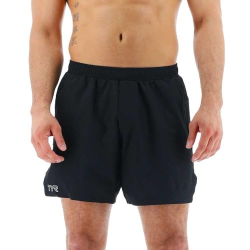 TYR Men's Athletic Performance Workout Unlined Momentum Short 6", Black, Small