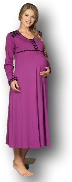 Iki Yildiz Womens Maternity & Nursing 2 In 1 Nightgown for Breastfeeding/Lactating Mothers