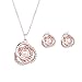 Milue Women Jewelry Set Gorgeous Rhinestone Faux Pearl Pendant Necklace Stud Earrings