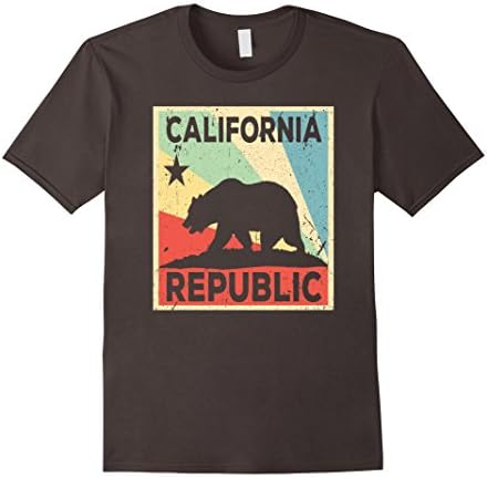 Mens California Republic Vintage Retro T Shirt XL Asphalt