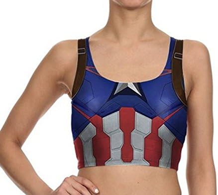 LoveLiness Armor Captain America Digital Print Fashion Tight Tank Crop Top Vest