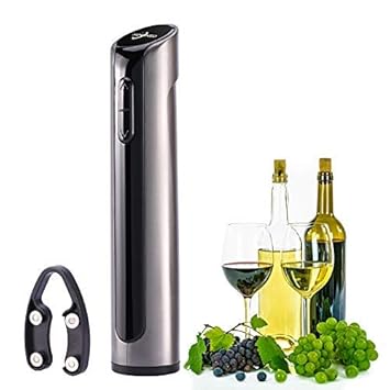 Hovinso Elektrischer Flaschenöffner, Korkenzieher Elektrisch Set mit Folienschneider, Ideal für Gummi/Kunststoffkorken/Großfo