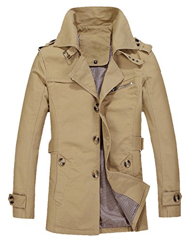 OUYE Men s Casual Slim Fit Outwear Trench Coat 5X-Large Light Khaki