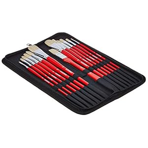 Amazon Brand – Solimo Paint Brushes for Oil and Acrylic, with Carry Case, 13 Piece Set