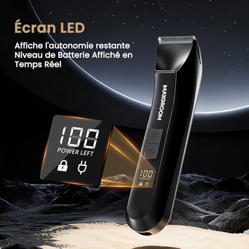 MAXGROOM Men's 3-in-1 Crops Hair Clipper, Complete Care Kit for Body, Beard, Nose and Ears, Ceramic Blade, IPX7 Waterproof, LED Display & USB-C Versatile Electric Shaver for Sensitive Areas