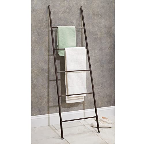 mDesign Metal Leaning Towel Ladder for Bathroom Decorative, Modern