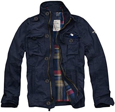 Mens Cali Holi Flannel Lined Military Cargo Jacket Navy