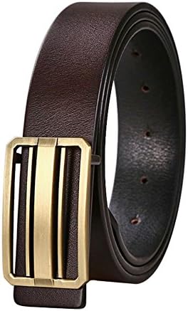 Men's Parallel buckle Belt,Smart Casual Business Youth Belt-dark brown-A 115cm(45inch)