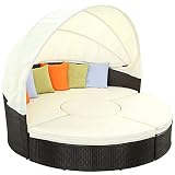 ainiyf patio furniture outdoor lawn backyard poolside garden round with retractable canopy wicker rattan round daybed seating separates cushioned seats71inches 78 7inches