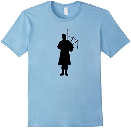Mens Scottish Bagpiper in a Kilt Silhouette Shirt Small Baby Blue