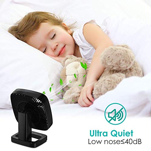 AQSURE Desk Fan Small Table Fan 4 Wind Speed Adjustable & 3 Timing Mode Quiet Operation Portable Fan USB Charging Adjustable Head 90°Rotatable Mini Personal Fan for Home Office Bedroom Camping