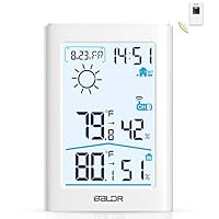 Slopehill Weather Station, Indoor Outdoor Thermometer Hygrometer with Remote Sensor, Digital Wireless Temperature and Humidity Monitor with Weather Forecast, Date/Time Display, Alarm Clock, Backlight