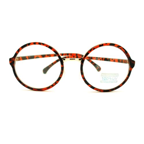 Dark Tortoise Round Clear Lens Glasses Classic Circle Frame Eyeglasses Unisex