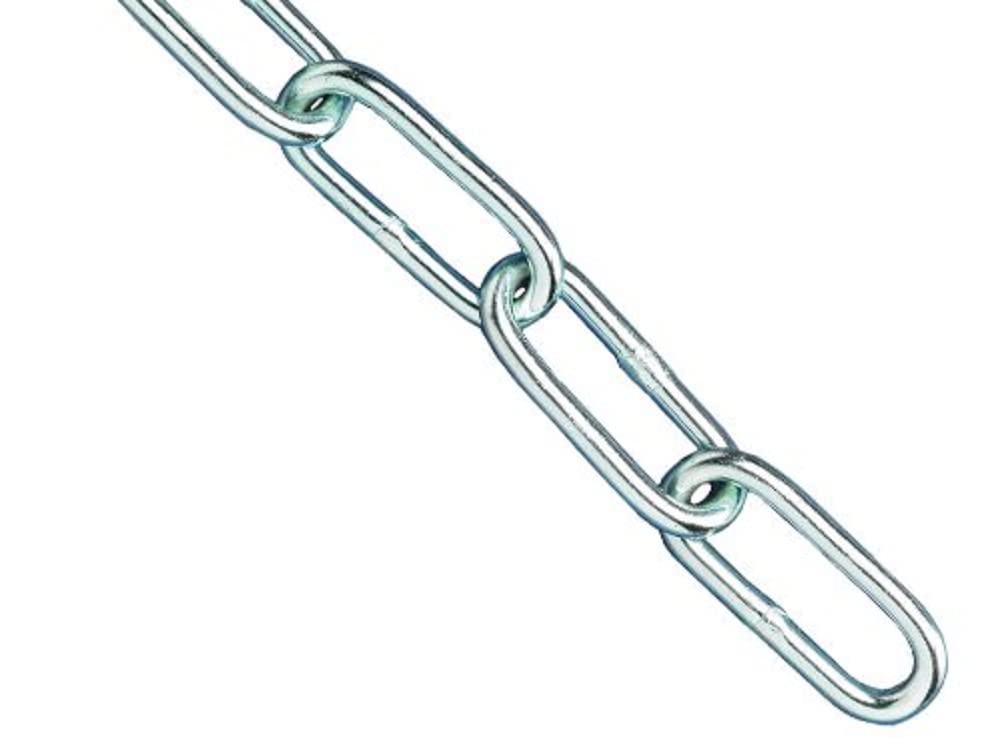 Faithfull FAICHCUT40Z Zinc Plated Steel Chain 4 mm Link Dia. x 2.5M (8ft 2 Inch) Length 120 kg Load Limit, silver