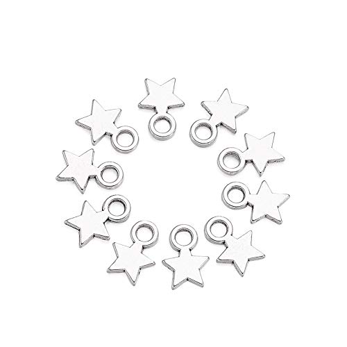 Craftdady 100Pcs Antique Silver Star Charms 10x8mm Tibetan Style Lead Free & Cadmium Free Alloy Star Pendants for DIY Jewelry Craft Making - Thumbnail 7