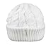 Newsboy Cable Knitted Hat with Visor Bill Winter Warm Hat for Women in Black, Charcoal, Dark Brown, Hot Pink, Red, White (White)