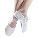 Danzcue Adult Canvas/Leather Ballet Shoes Split Sole Ballet Slippers for Women Dance Shoes, White, 8.5M