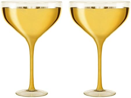 Stylesetter annes Gold Champagne Coupe Set OF 2 Stemware Glasses, 5x5x5