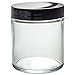 JUVITUS 4 oz Clear Thick Glass Straight Sided Jar With Black Smooth Lids (6 pack)