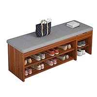 Zhao Xiemao Premium Shoe Bench Wood Shoe Storage Bench,Sturdy Shoe Rack Bench 2 Tiers Shoe Storage Shelf,Ideal for Entryway Hallway Bathroom Living Room and Corridor (Color : Wood, Size : 83x24x44cm)
