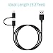 Apple MFi Certified Lightning Cable - Skiva USBLink Duo 2-in-1 Sync and Charge Cable (3.2 ft / 1m) with Lightning & microUSB for iPhone X 8 8Plus 7 7+, iPad Air, Samsung Galaxy S7(Black) [Model:CB106]