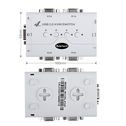 4 Port VGA Switch Box with USB Hub Support Wireless Keyboard Mouse Connection and Push Button Switching Function