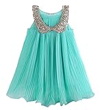 Baby Girls Party Dress Sleeveless Chiffon Pleated Skirt Summer Dress (7-8 Years, Blue)
