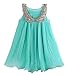 Baby Girls Party Dress Sleeveless Chiffon Pleated Skirt Summer Dress (7-8 Years, Blue)