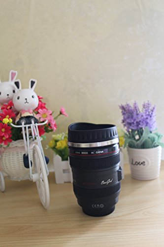 OmeGod New Looks Like SLR Lens 24-105mm Stainless Steel Travel Coffee Mug/ Cup with Sipping Lid & Holding Bag(Sipping Lid, Black)