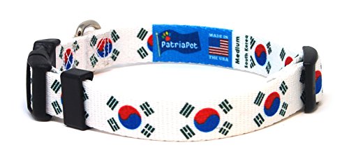 South Korea South Korean Flag Dog Collar for Small, Medium, or Large Dogs by PatriaPet (Medium: 12-17 in.)