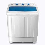 Portable Washing Machine, KUPPET 17lbs Compact Twin Tub Washer and Spin Dryer Combo for Apartment, Dorms, RVs, Camping and More, White&Blue (Type1)