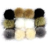 Dr Nezix DIY 12pcs Mix Colors Pompom Ball Faux Fox Fur Fluffy Pom Pom Ball for Hats Shoes Scarves Bag Charms Accessories (E)