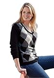Ellos Women's Plus Size V-Neck Argyle Sweater