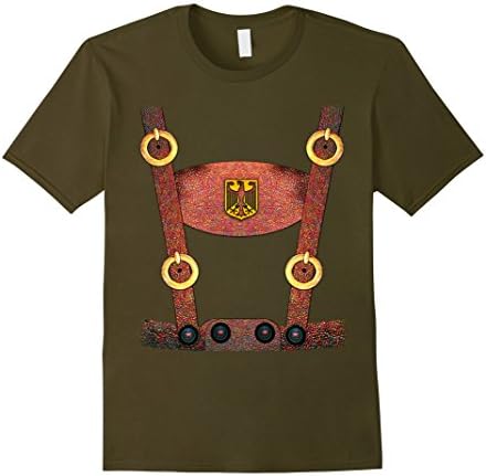 Men's German Lederhosen Oktoberfest Costume Funny T-Shirt Medium Olive
