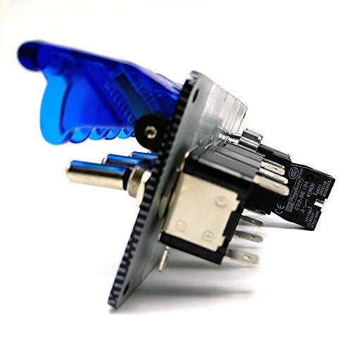 Amadget 12V Racing Car Ignition Switch Panel, Auto Engine Starter Push Button Racing Ignition Switch + 4 Blue & 1 Red LED Toggle Button Panel