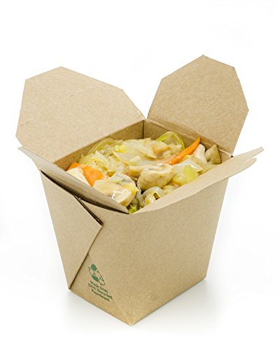 Takeout Food Container Boxes - Microwavable - Pint 16 oz - Pack of 25 - Disposable - Recyclable - Easy Fold and Close Chinese Box - Kraft Brown - Thumbnail 3