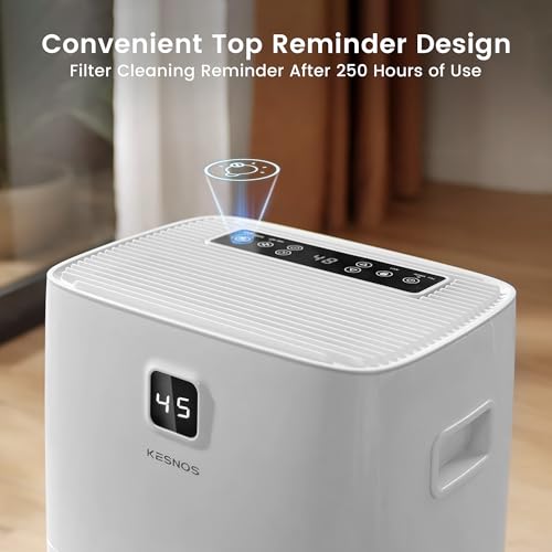 Kesnos 150 Pints Energy Star Dehumidifier for Home & Basement with Drain Hose, Front LED Display and 2.12 Gal Water Tank, Ideal for Spaces up to 7,500 Sq. Ft., Featuring Auto Defrost & Timer Function