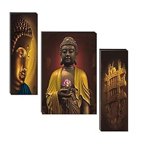 SND Engineered Wood Abstract Lord Buddha Painting, Multicolour, Modern, 18 X 6 inch,18 X 12 inch, 18 X 6 inch