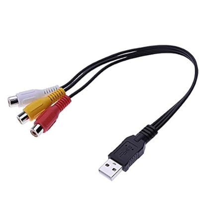 Amazon Com 0 3m Usb Male To 3 Rca Female Plug Adapter Audio