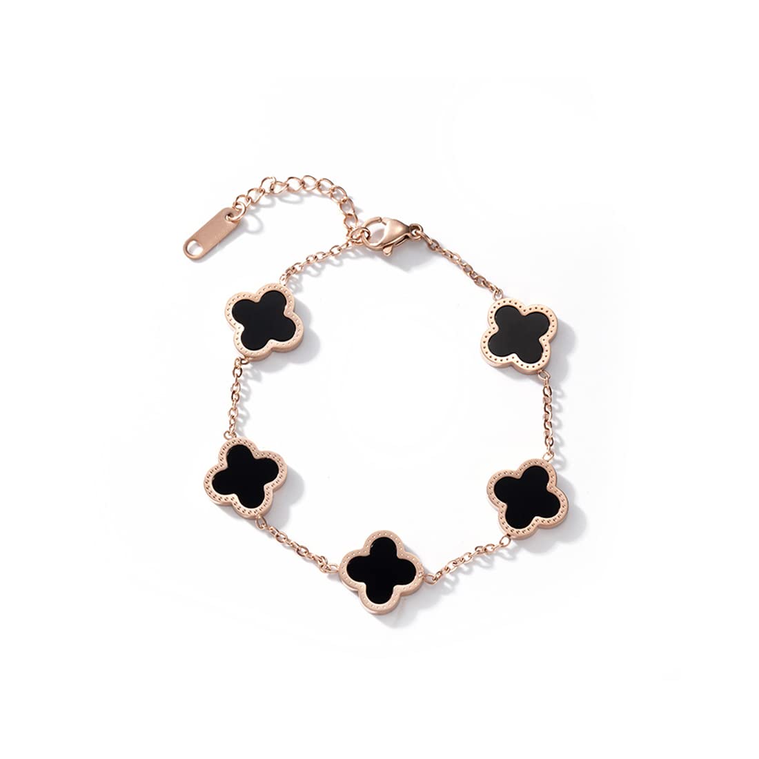 Lucky Leaf Bracelet, Women's Titanium Steel Bracelet, Simple Design Style, Exquisite Titanium Steel Jewelry, Lucky Symbol, Jewelry Gift for Girls and Women (Black)