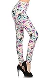 Leggings Depot Women's Fall/Winter Ultra Soft Popular Best Printed Fashion Leggings BAT2 (Purple Flower, 3X-5X)