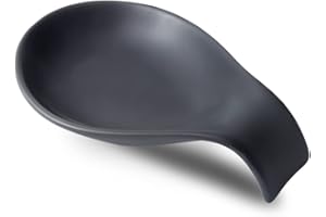 Nihow Ceramic Spoon Rest: 4 Inch Stable Utensil Rest - Heat Resistant Spoon Holder for Kitchen counter/Countertop/Stove Top - Dishwasher Safe - Matte Black (1 PC)