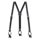 Suspender Store Mens Buckle Strap Leather Suspenders - 1-Inch, Button